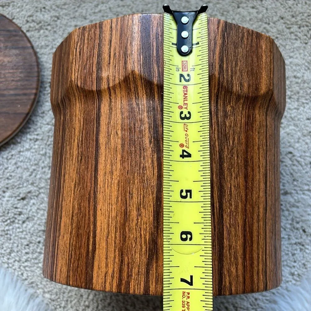 Vintage Mid Century‎ Modern Ice Bucket Faux Wood Grain MCM